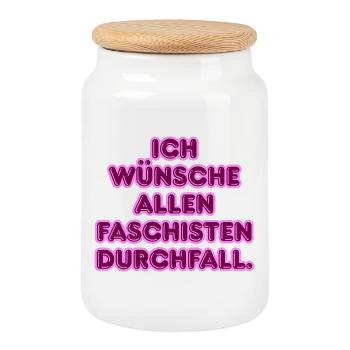 Gegen Faschisten Pink Protest - Keksdose mit Holzdeckel - Weiß - Vorne