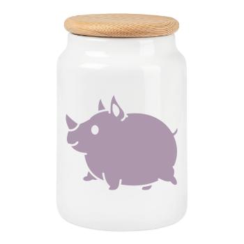 Kawaii Rhino Cute Cartoon Silhouette - Cookie Jar with Wooden Lid - white - Front