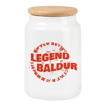 First name Baldur - Cookie Jar with Wooden Lid - white - Front