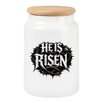 he is risen - Cookie Jar with Wooden Lid - white - Front