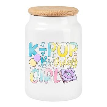 K-Pop Birthday Girl - Keksdose mit Holzdeckel - Weiß - Vorne