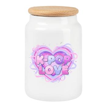 K-Pop Love Heart Pastel - Cookie Jar with Wooden Lid - white - Front