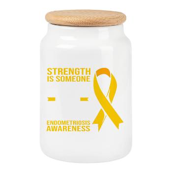 Endometriosis Endo - Cookie Jar with Wooden Lid - white - Front