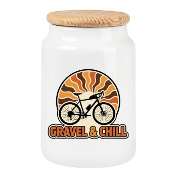 Art vintage de vélo Gravel & Chill des années 70 - Boîte à biscuits avec couvercle en bois - blanc - Devant