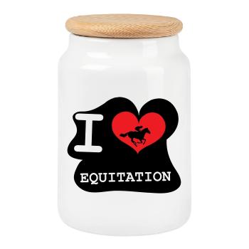 I love horseback riding: the logo of the enthusiasts - Cookie Jar with Wooden Lid - white - Front