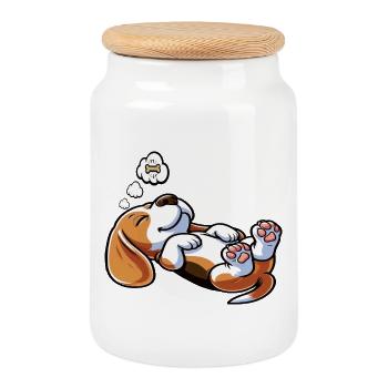 Beagle Beagle owner Beagle owner beagle dog - Cookie Jar with Wooden Lid - white - Front