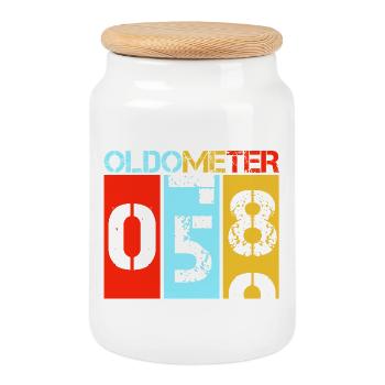 Oldometer 58 Retro Vintage Birthday Level Up - Cookie Jar with Wooden Lid - white - Front