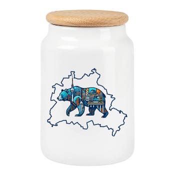 Berlin Silhouette: Urban Spirit - Boîte à biscuits avec couvercle en bois - blanc - Devant