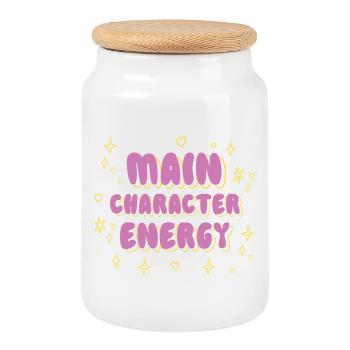 Hauptcharakter-Energie-Tee - Keksdose mit Holzdeckel - Weiß - Vorne
