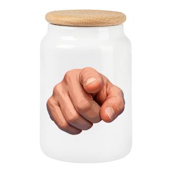 Dotting Clue Illustration - Cookie Jar with Wooden Lid - white - Front