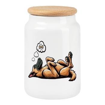Malinois Belgian Shepherd Malinois Owner - Cookie Jar with Wooden Lid - white - Front