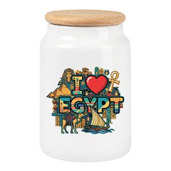 J’adore les vacances en Égypte - Boîte à biscuits avec couvercle en bois - blanc - Devant