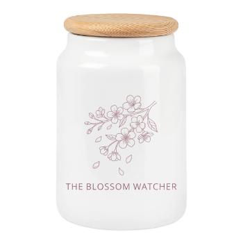 The Blossom Watcher – Frühlings-Schnee-UK-Saisonkunst - Keksdose mit Holzdeckel - Weiß - Vorne