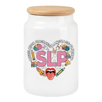 Sprachtherapie, Sprachtherapie, Sprachtherapie, SLP - Keksdose mit Holzdeckel - Weiß - Vorne