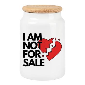 Not For Sale Broken Heart Graphic Tee Romantic - Cookie Jar with Wooden Lid - white - Front