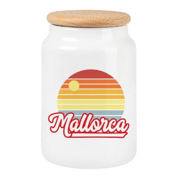 Mallorca, Urlaub - Keksdose mit Holzdeckel - Weiß - Vorne