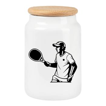 Padel - Keksdose mit Holzdeckel - Weiß - Vorne