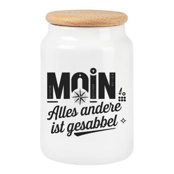  Moin Alles Andere Ist Gesabbel Norddeutsch - Keksdose mit Holzdeckel - Weiß - Vorne