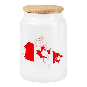 Canada Map Flag Silhouette - Cookie Jar with Wooden Lid - white - Front