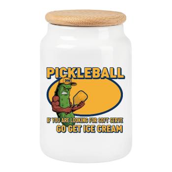 Pickleball-lustiger Spieler Hol dir Cream Soft - Keksdose mit Holzdeckel - Weiß - Vorne