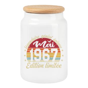 les légendes sont nées mai 1967 - Boîte à biscuits avec couvercle en bois - blanc - Devant