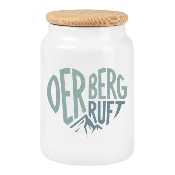 Der Berg ruft Herzmotiv Gipfel - Keksdose mit Holzdeckel - Weiß - Vorne