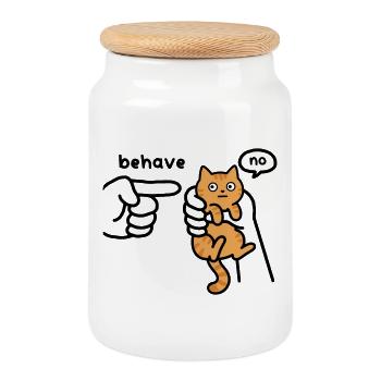 Petit chat entre de grandes mains – un peu trop mignon - Boîte à biscuits avec couvercle en bois - blanc - Devant