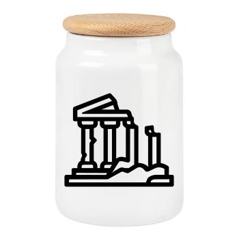 ruines - Boîte à biscuits avec couvercle en bois - blanc - Devant