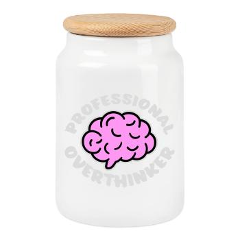 Logo drôle d’anxiété drôle et sombre de la réflexion professionnelle - Boîte à biscuits avec couvercle en bois - blanc - Devant