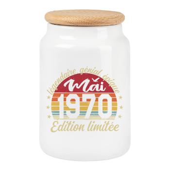 les légendes sont nées mai 1970 - Boîte à biscuits avec couvercle en bois - blanc - Devant