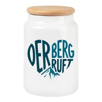 Le design des silhouettes des Appels de Cœur de la Montagne - Boîte à biscuits avec couvercle en bois - blanc - Devant