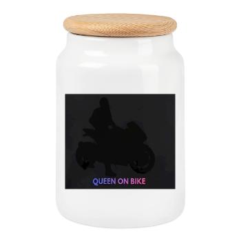Reine à moto - Boîte à biscuits avec couvercle en bois - blanc - Devant