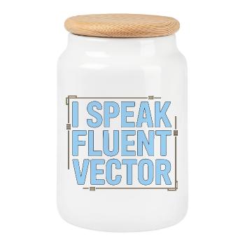 Designer de logos : je parle couramment graphiste vectoriel - Boîte à biscuits avec couvercle en bois - blanc - Devant