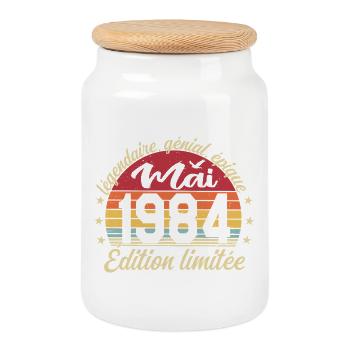 les légendes sont nées mai 1984 - Boîte à biscuits avec couvercle en bois - blanc - Devant