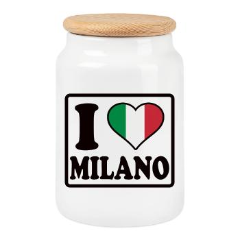 I love Milano, Mailand - Keksdose mit Holzdeckel - Weiß - Vorne