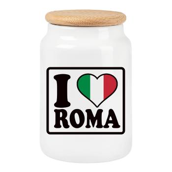 J’adore Rome, Rome - Boîte à biscuits avec couvercle en bois - blanc - Devant