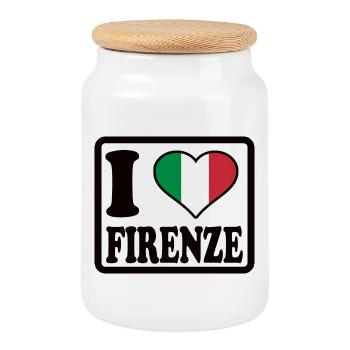 Ich liebe Florenz, Firenze - Keksdose mit Holzdeckel - Weiß - Vorne