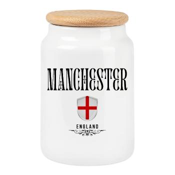 Manchester Souvenir, design élégant de Manchester - Boîte à biscuits avec couvercle en bois - blanc - Devant
