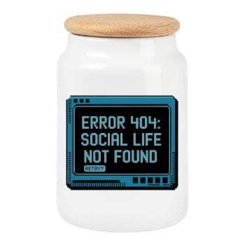Retro 404: Social life is lacking - Cookie Jar with Wooden Lid - white - Front