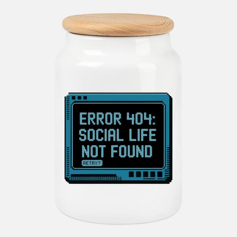 Retro 404: Sozialleben fehlt - Keksdose mit Holzdeckel - Weiß