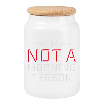 Je ne suis pas une personne du matin Lustig Müde Morgenmuffel - Boîte à biscuits avec couvercle en bois - blanc - Devant