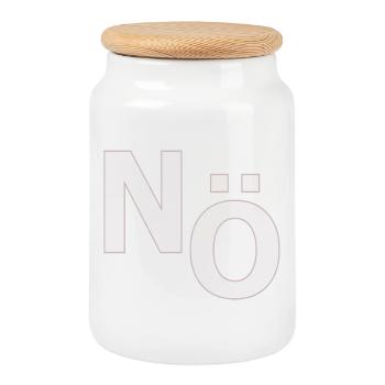 No – Minimal Typografie Statement - Keksdose mit Holzdeckel - Weiß - Vorne
