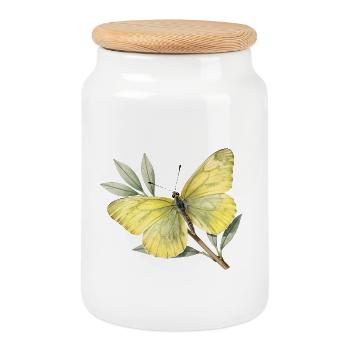 Lemon butterfly (Gonepteryx rhamni) - Cookie Jar with Wooden Lid - white - Front