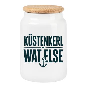 Coastal Guy Wat Else Anchor Saying North Sea Baltic Sea - Cookie Jar with Wooden Lid - white - Front