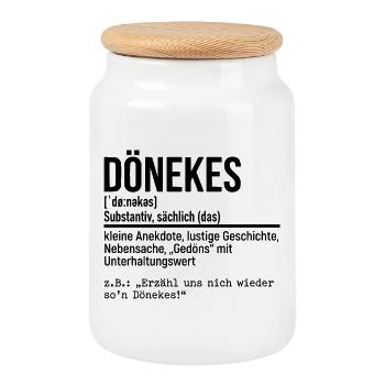 Dönekes Ruhrpott Dialekt, Ruhrgebiet Slang, Hoodie - Keksdose mit Holzdeckel - Weiß - Vorne