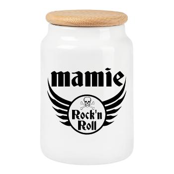 Rock and Roll Rebel Grandma - Cookie Jar with Wooden Lid - white - Front