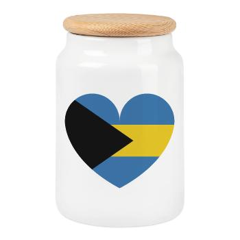 Drapeau des Bahamas du Cœur - Boîte à biscuits avec couvercle en bois - blanc - Devant