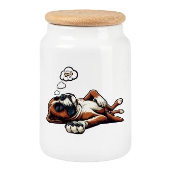 Boxer Boxer Porte-boxeurs Boxer Chien Boxer Propriétaire de boxer Fan boxer - Boîte à biscuits avec couvercle en bois - blanc - Devant