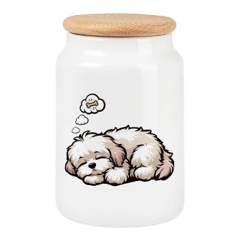 Propriétaires havanais havanais Agriculteurs havanais - Boîte à biscuits avec couvercle en bois - blanc - Devant