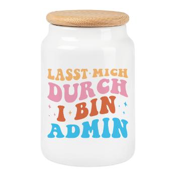Lass Mich Durch Admin Retro Techniker Administrato - Keksdose mit Holzdeckel - Weiß - Vorne